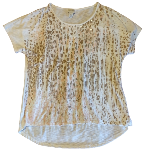 ZENERGY BY CHICO'S SEQUIN SHORT SLEEVE SHIRT SIZE 1 (M) - Picture 1 of 8